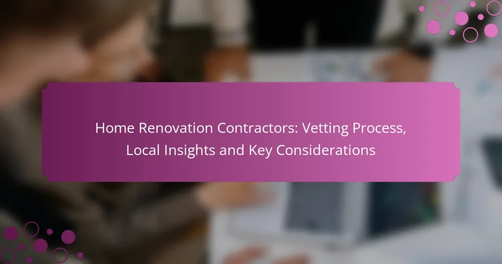 Home Renovation Contractors: Vetting Process, Local Insights and Key Considerations