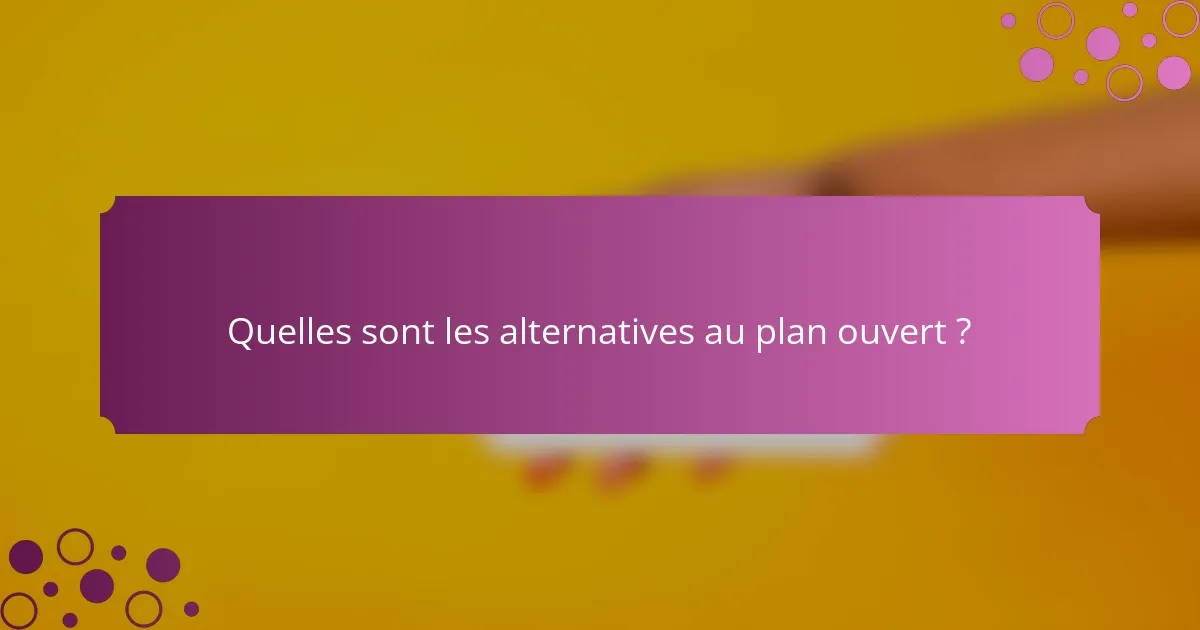 Quelles sont les alternatives au plan ouvert ?
