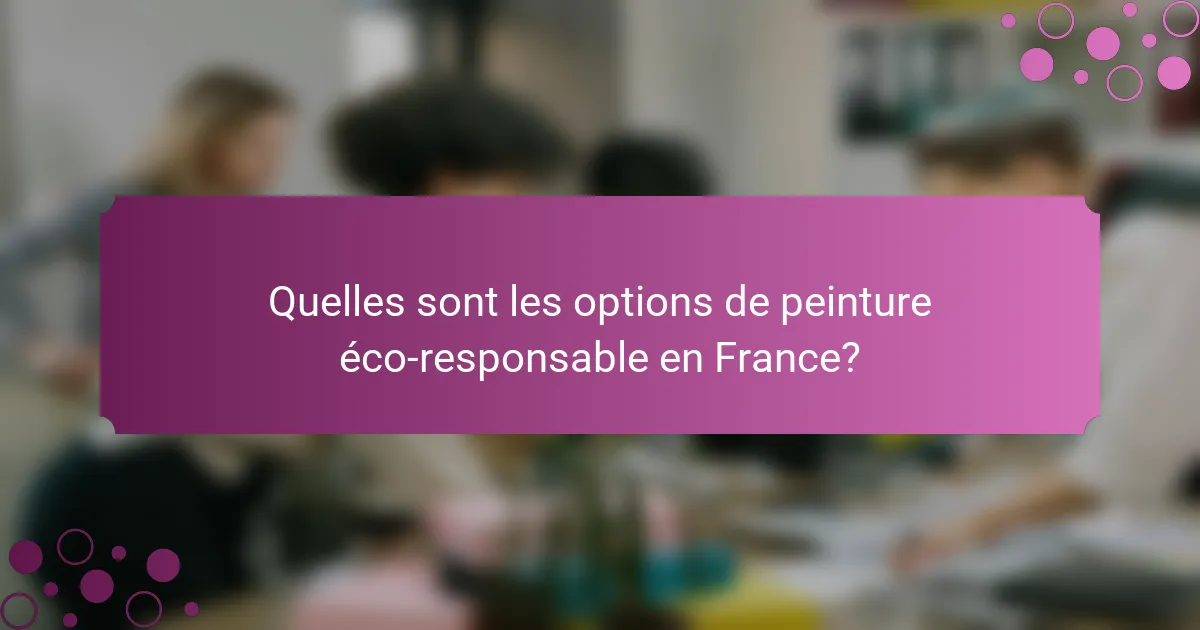 Quelles sont les options de peinture éco-responsable en France?