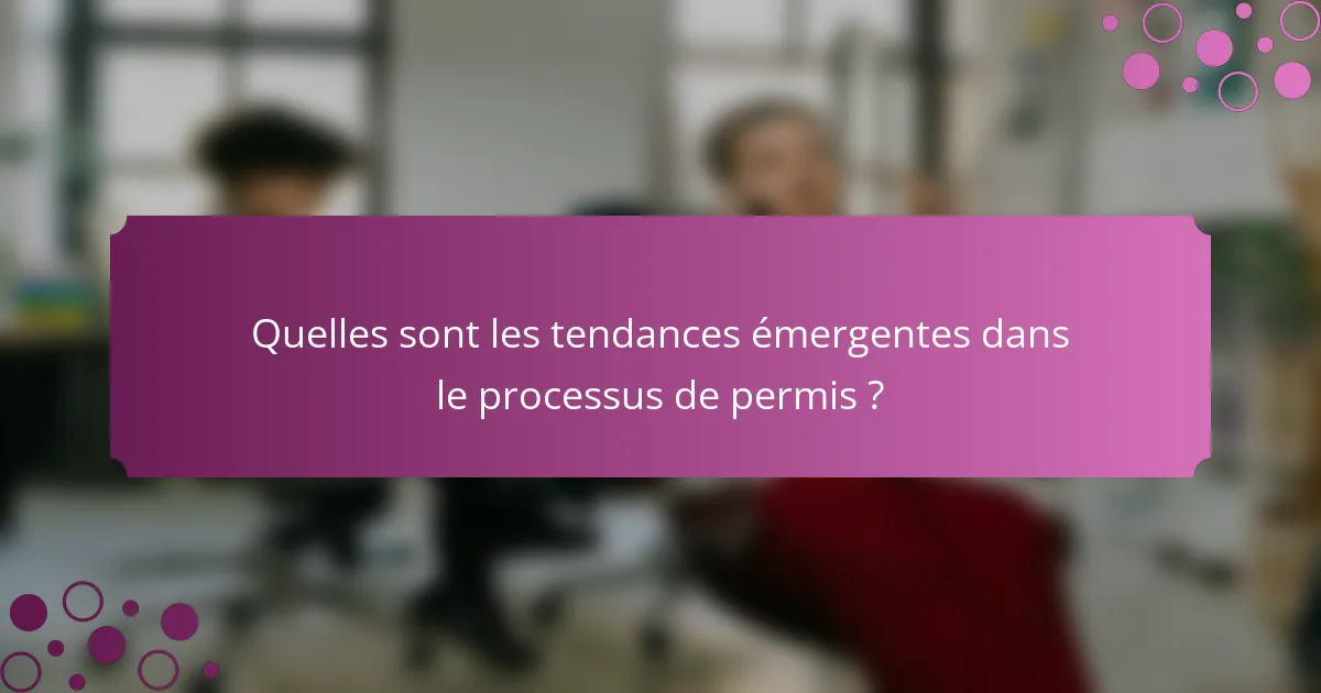 Quelles sont les tendances émergentes dans le processus de permis ?